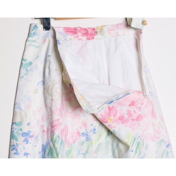 Vintage Womens Size 8 Floral Mini Skirt White - Picture 7 of 7